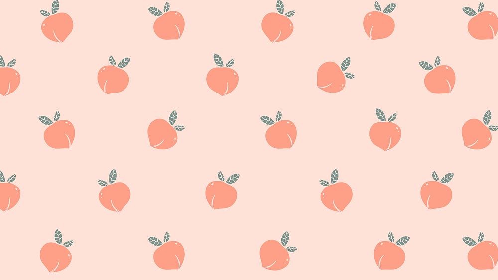 Peach pattern desktop wallpaper, cute hand drawn art background