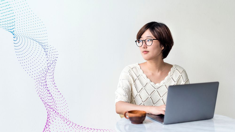 Asian woman using a laptop