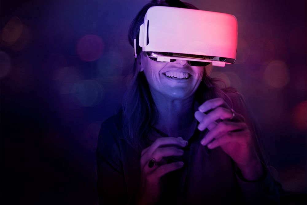 Woman enjoying a VR headset
