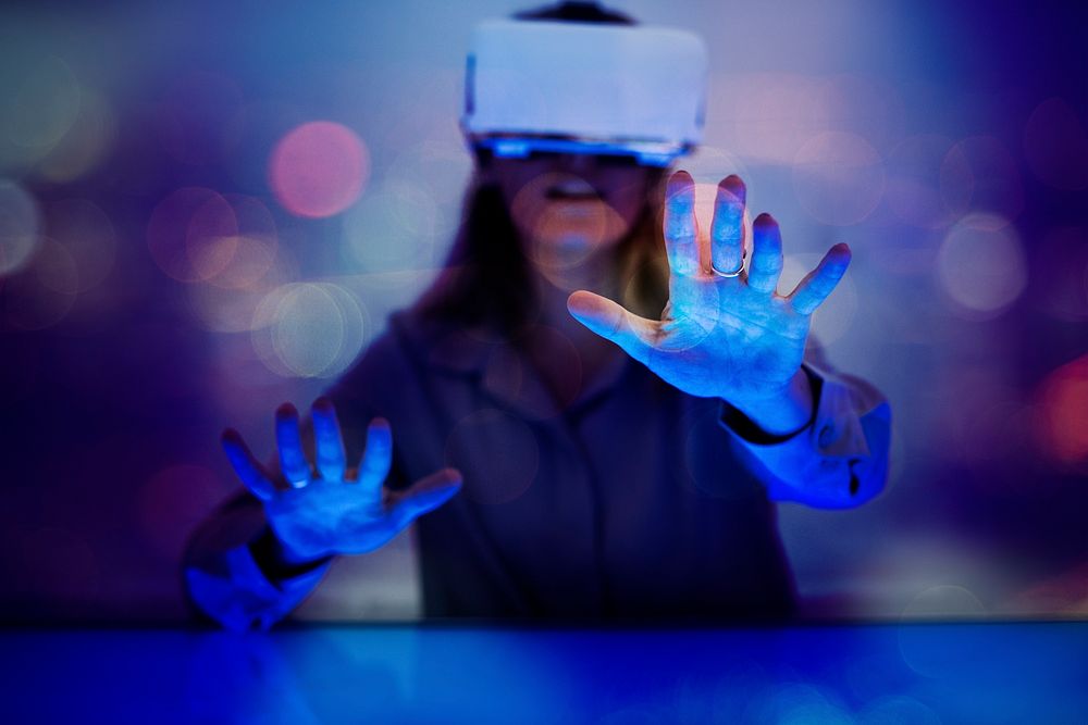 Woman enjoying a VR headset