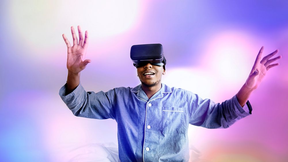 Black man enjoying a VR experience