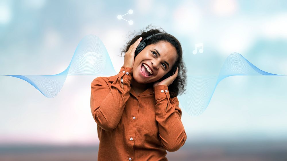 Black woman enjoying some music