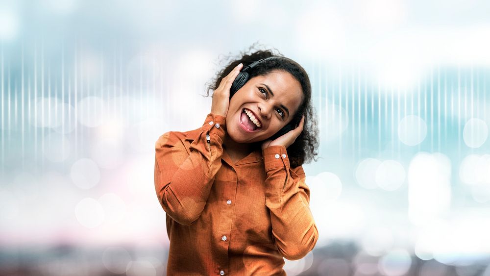 Black woman enjoying some music