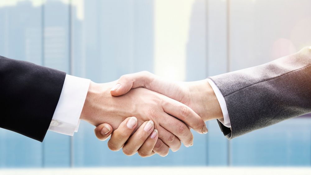 Business people shaking hands in agreement