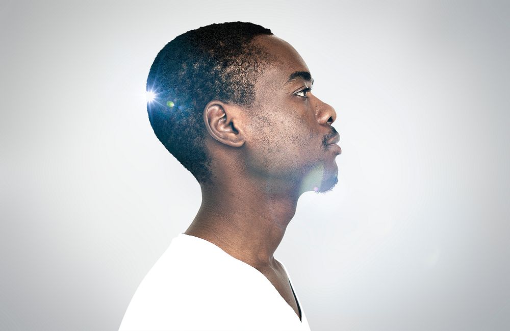 Side view of a thoughtful black man