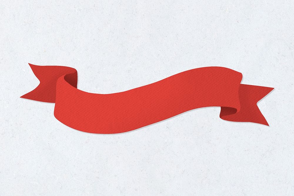 Red paper ribbon banner design element