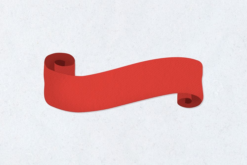 Red paper ribbon banner design element
