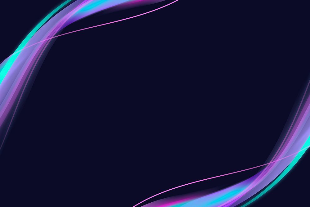 Neon purple curve frame template vector