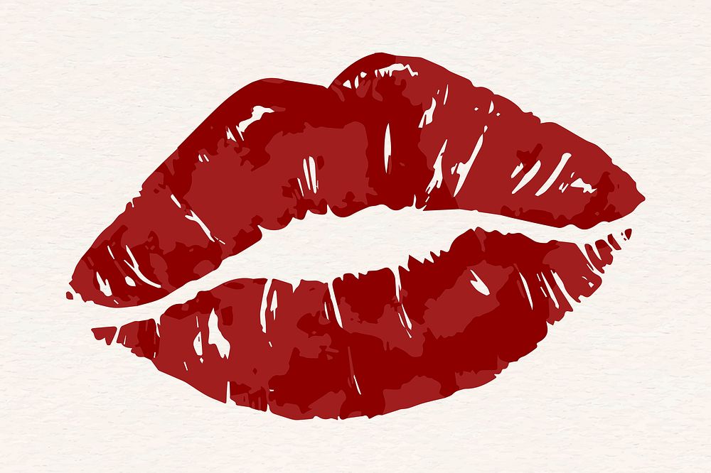 Vectorized red lips sticker design resource