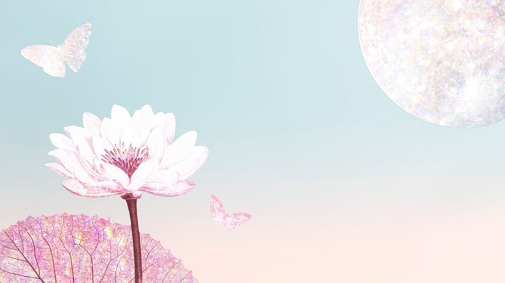Pink holographic water lily background