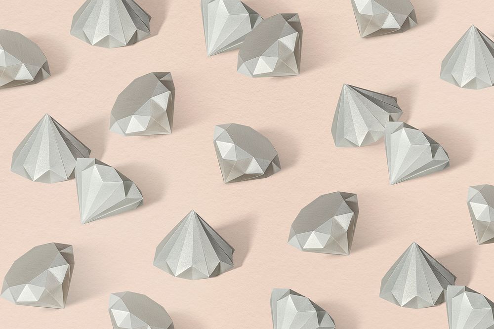 Gray paper craft diamond patterned background