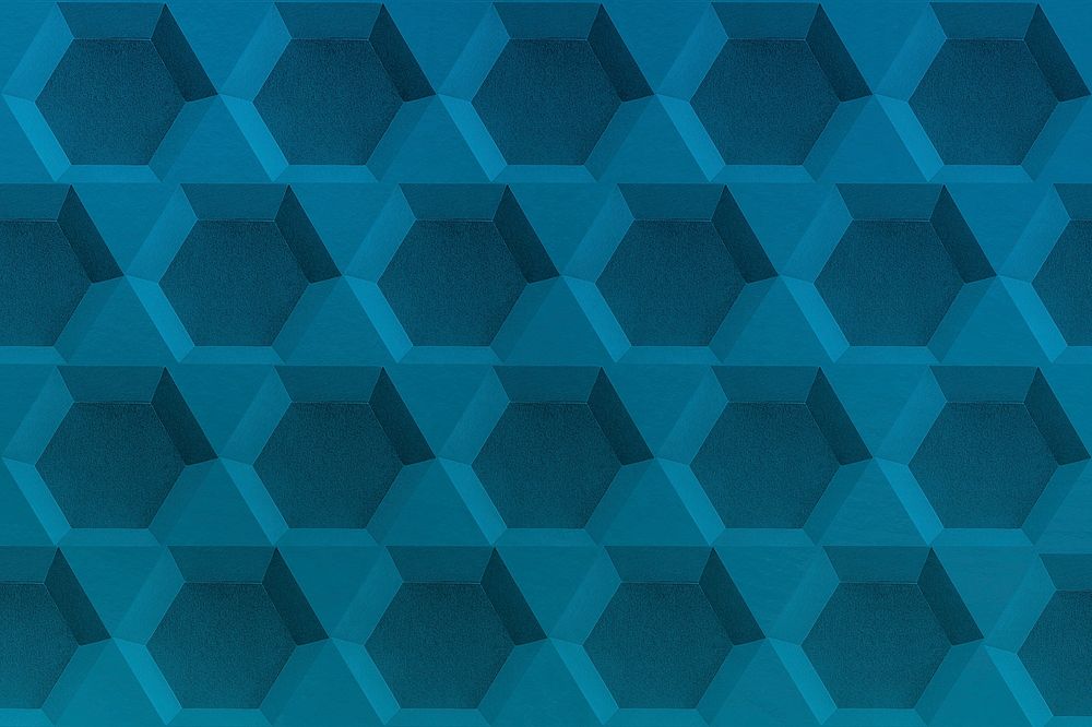 Blue paper craft hexagon patterned background