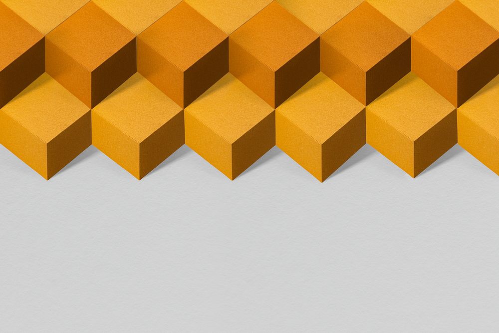 3D orange paper craft cubic patterned background