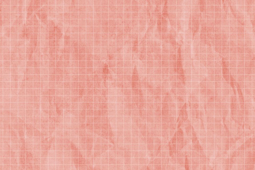 Crumpled pink grid paper textured background