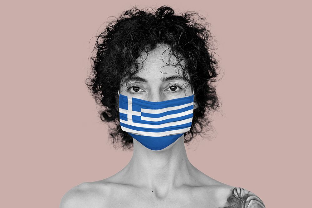 Greek woman wearing a face mask during coronavirus pandemic