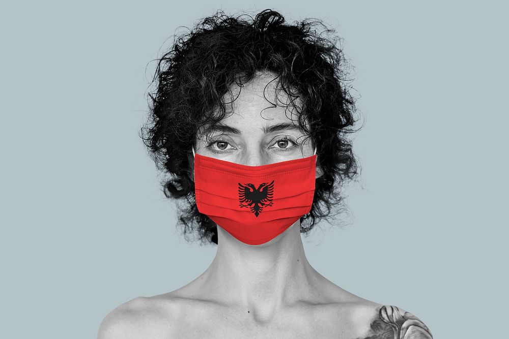 Albanian woman wearing a face mask during coronavirus pandemic
