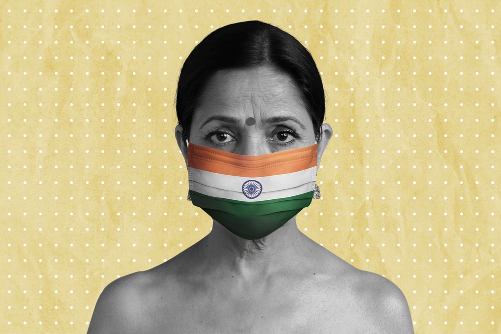 Indian woman wearing a face mask during coronavirus pandemic