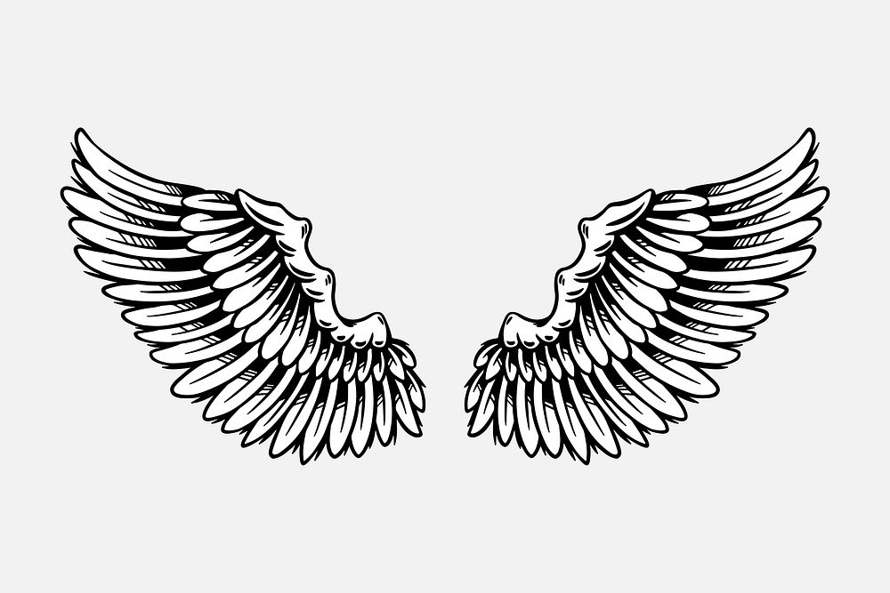 Wings outline sticker overlay vector 