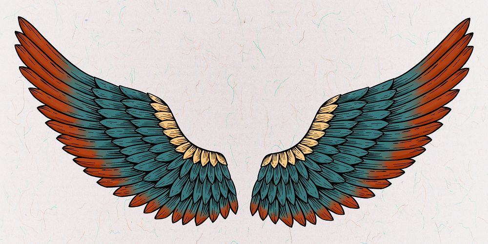 Colorful angel wings sticker overlay design resource 
