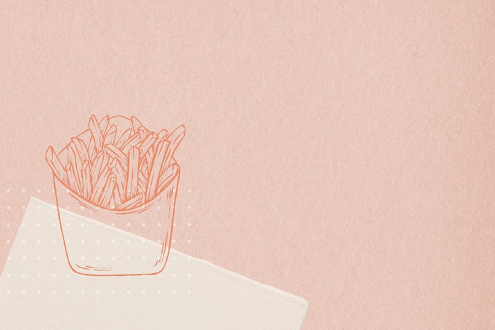 Decorative french fries on pink design background