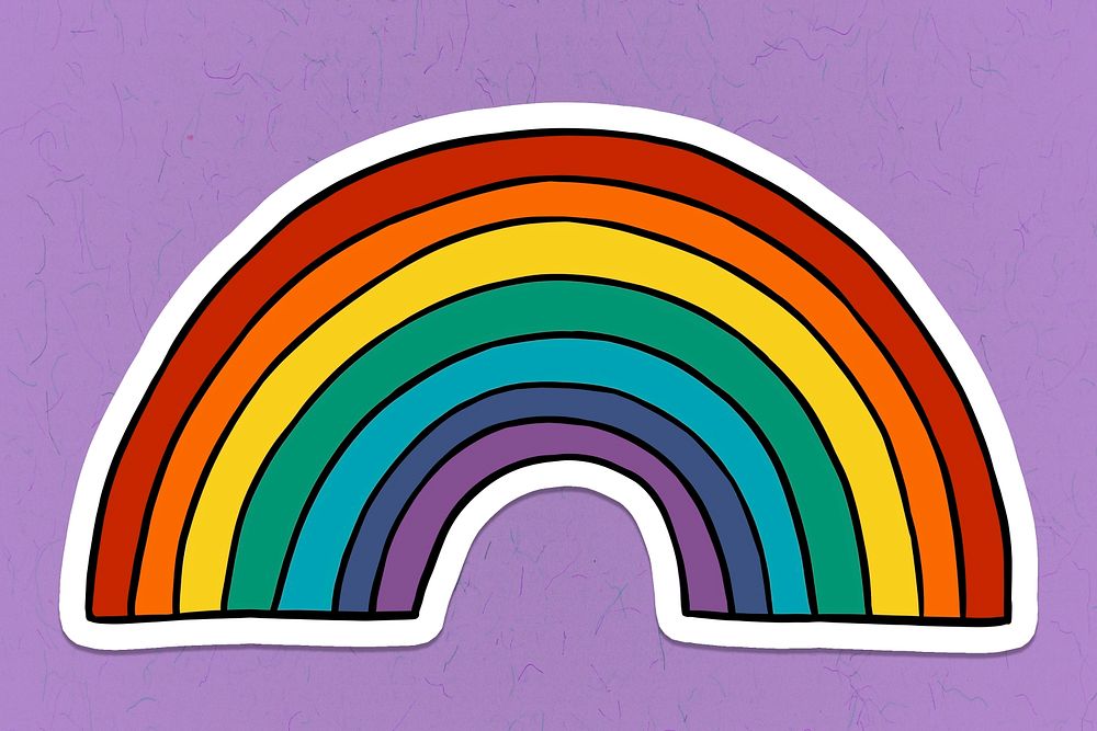 Cute rainbow sticker with a white border