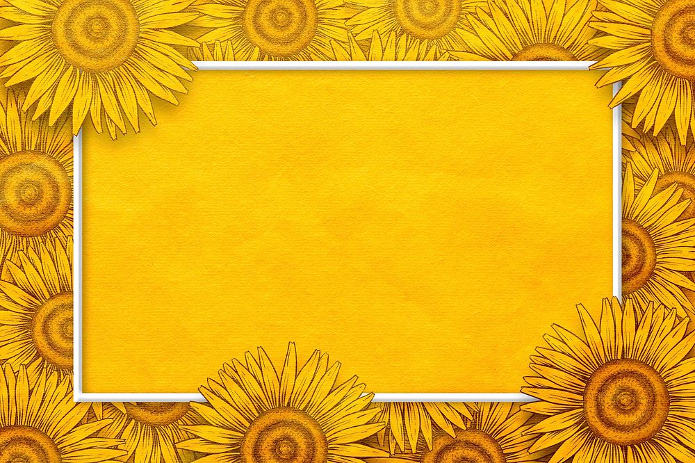 Rectangle blooming sunflower frame design resource
