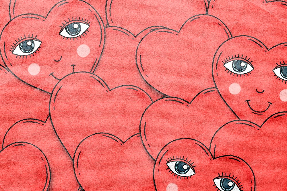 Hand drawn heart background design resource