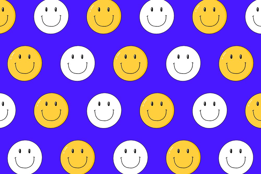 Smiley patterned blue background psd