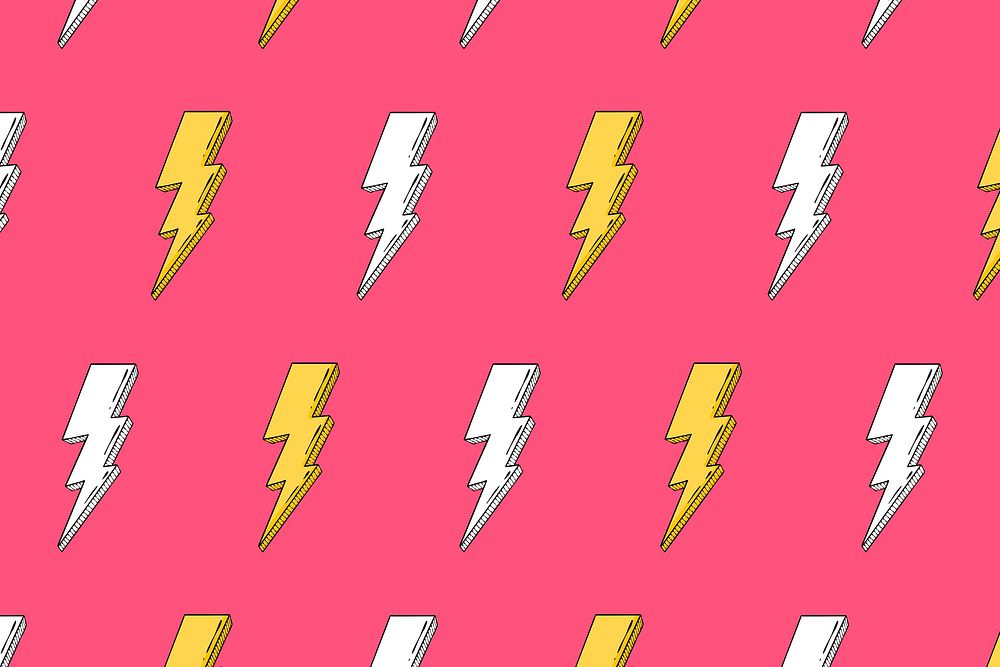 Yellow thunderbolt patterned pink background psd