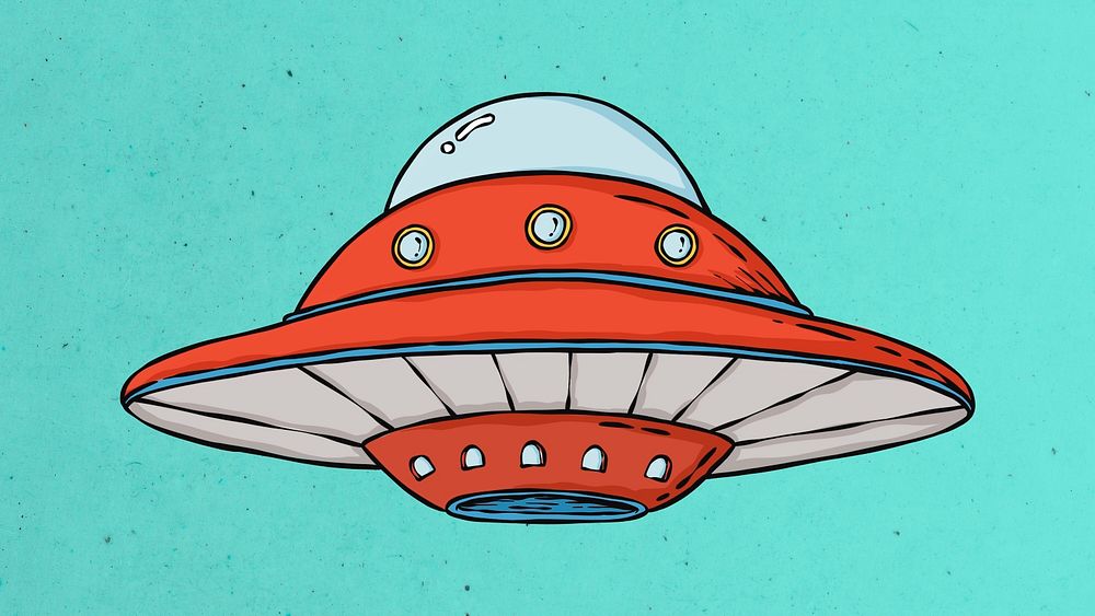 Cool cartoon UFO psd in red