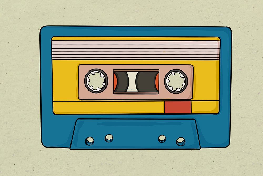 Psd classic colorful retro cassette tape