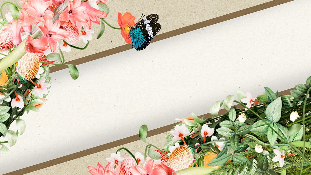 Colorful blooming flowers oblique frame mockup