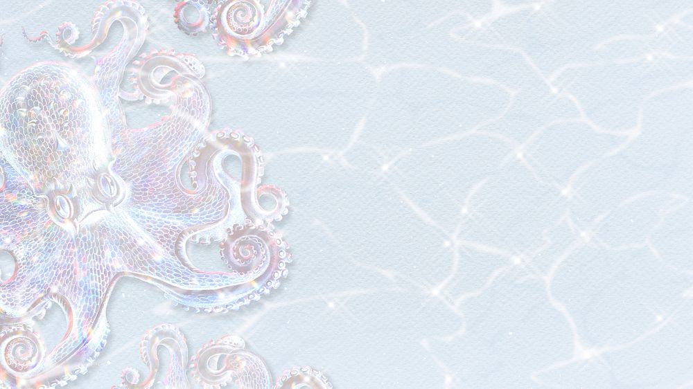 Silvery holographic octopus patterned background