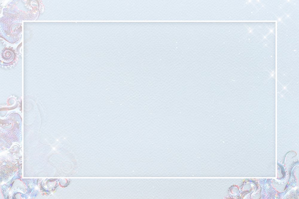 Rectangle white frame on a holographic octopus patterned background