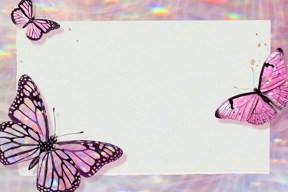 Pnk holographic and glittery butterfly frame design element