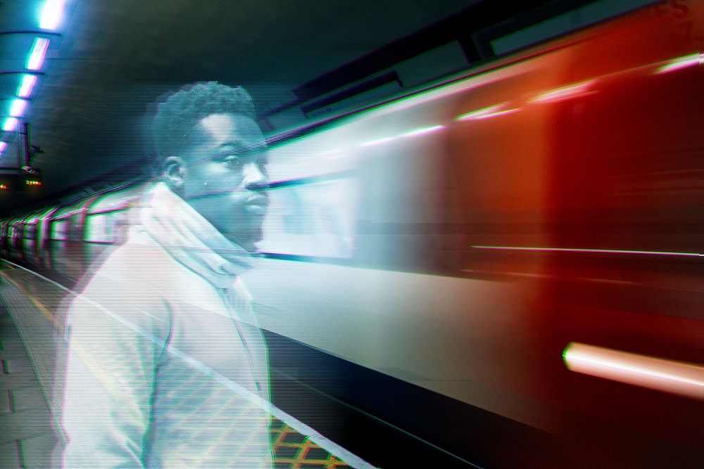 Black man at a subway station 