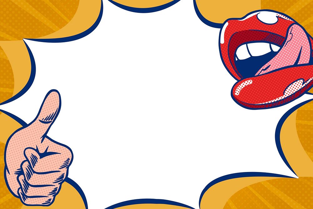 Red lips and speech bubble design resource
