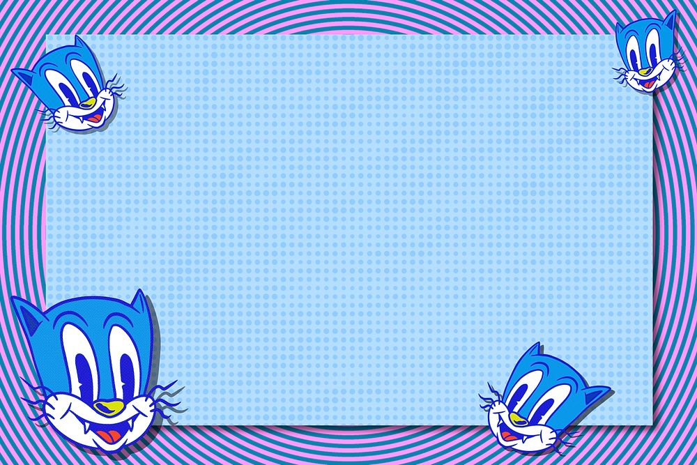 Blue cat cartoon frame design resource