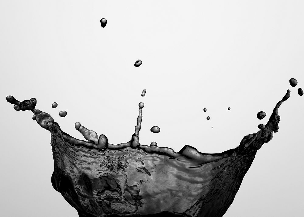 Macro shot of black water splashing design resource 