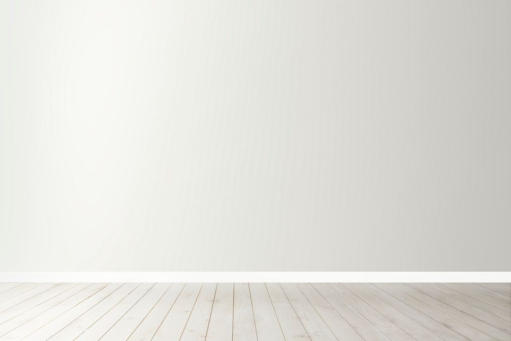 White blank concrete wall mockup with a wooden floor