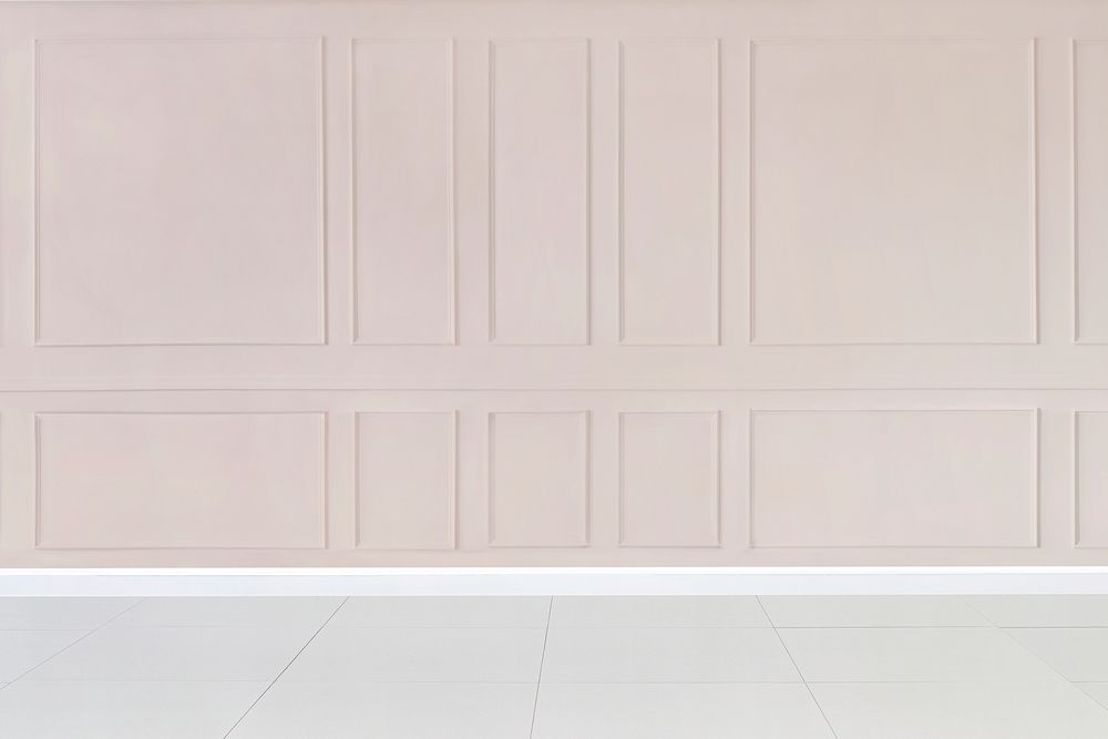 Empty room with pink patterned wall mockup
