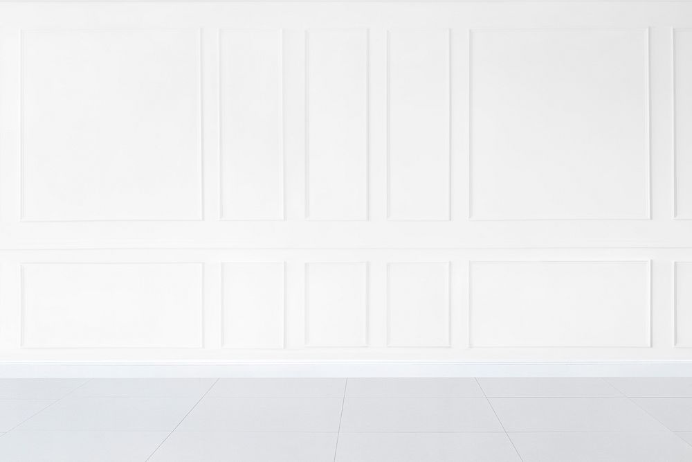 Minimal empty room with white patterned wall mockup