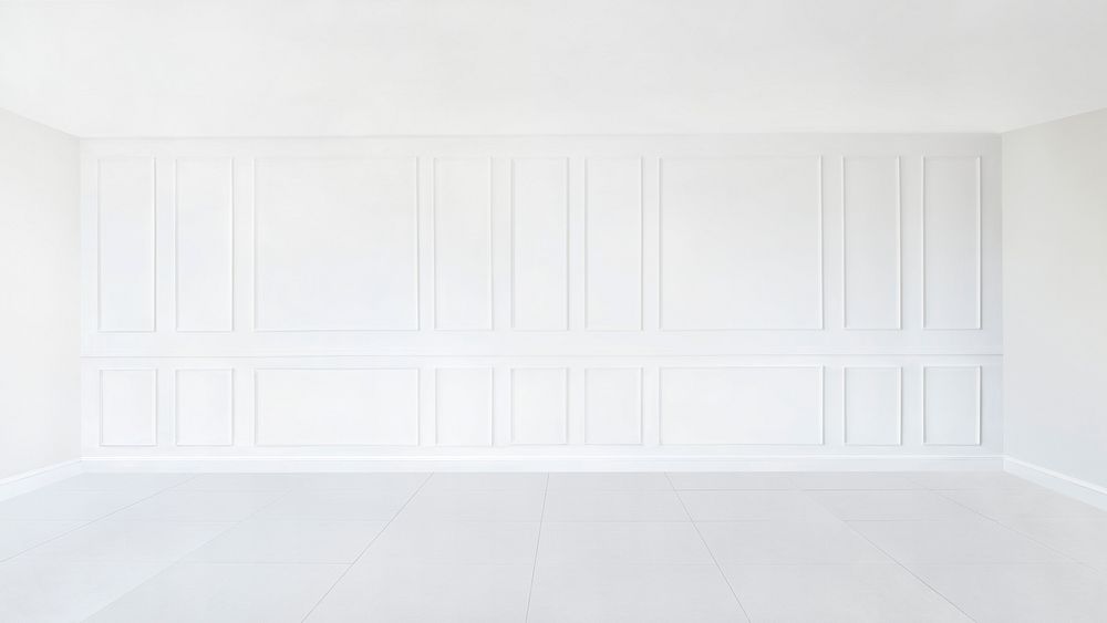 Minimal empty room with white patterned wall