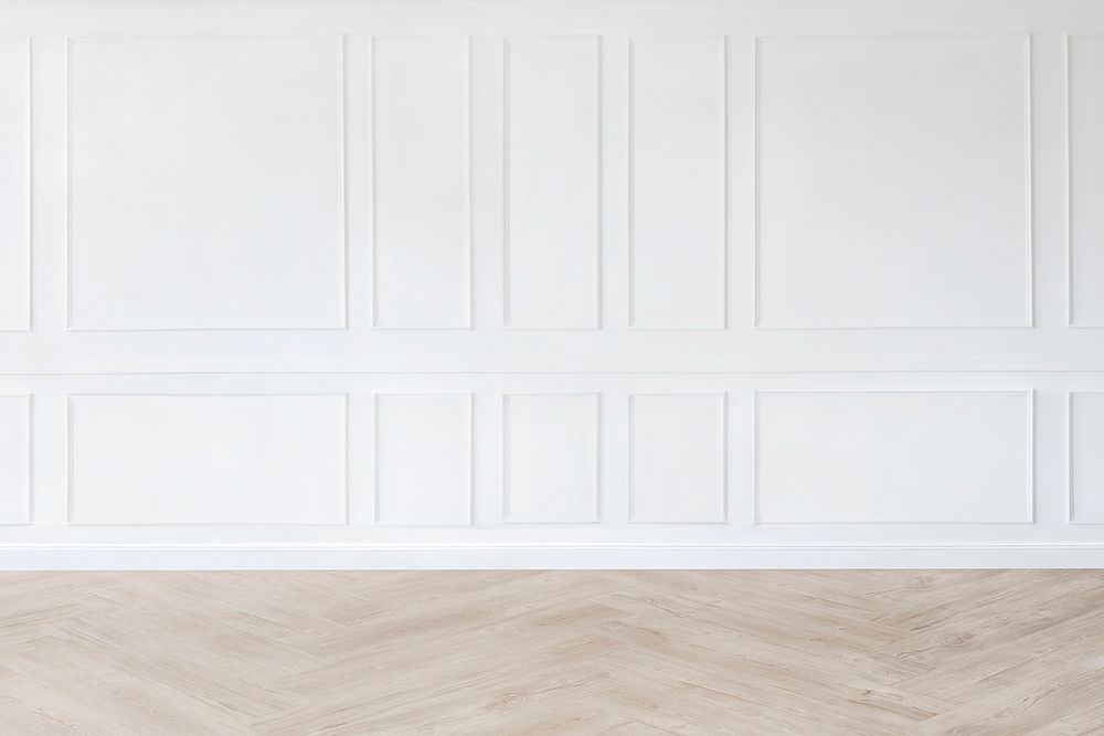 Minimal empty room mockup with white patterned wall
