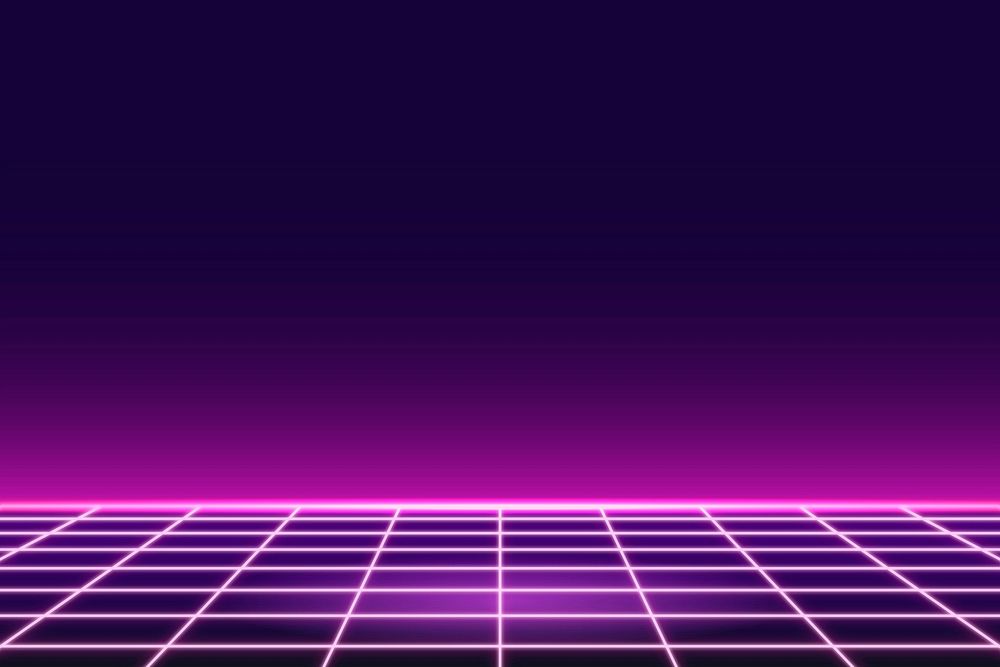 Pink grid neon patterned background vector