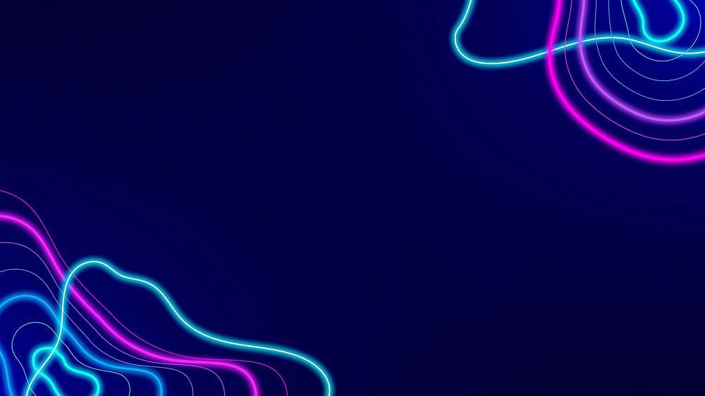 Neon abstract border on a dark blue blog banner template vector