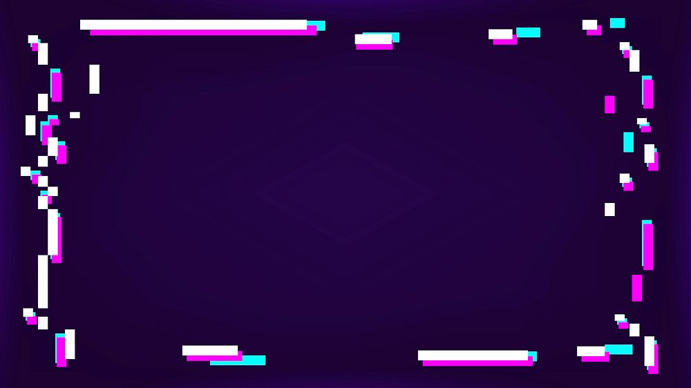 Neon glitched frame on a dark purple blog banner vector