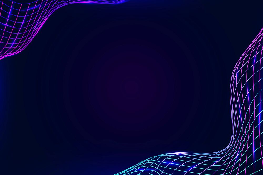 Neon synthwave border on a dark purple background vector