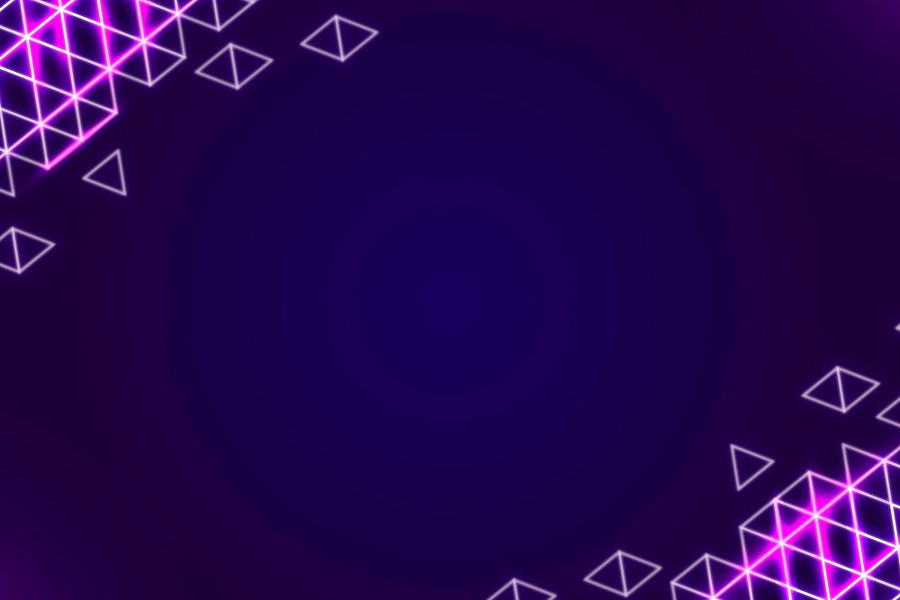 Neon geometric border on a dark purple background vector