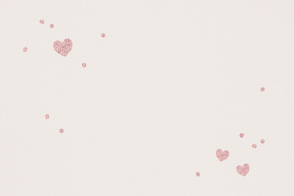 Beige background with pink shimmery hearts pattern